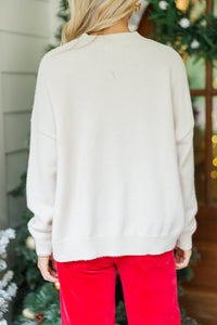 Be Merry Cream White Script Sweater