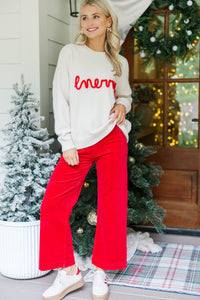Be Merry Cream White Script Sweater