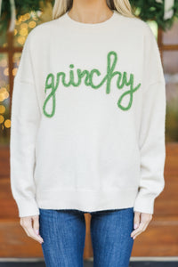 Feeling Grinchy Cream White Script Sweater