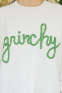 Feeling Grinchy Cream White Script Sweater