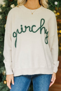Feeling Grinchy Cream White Script Sweater