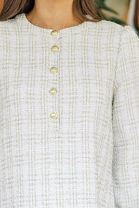 Feeling Like A Queen White Tweed Dress