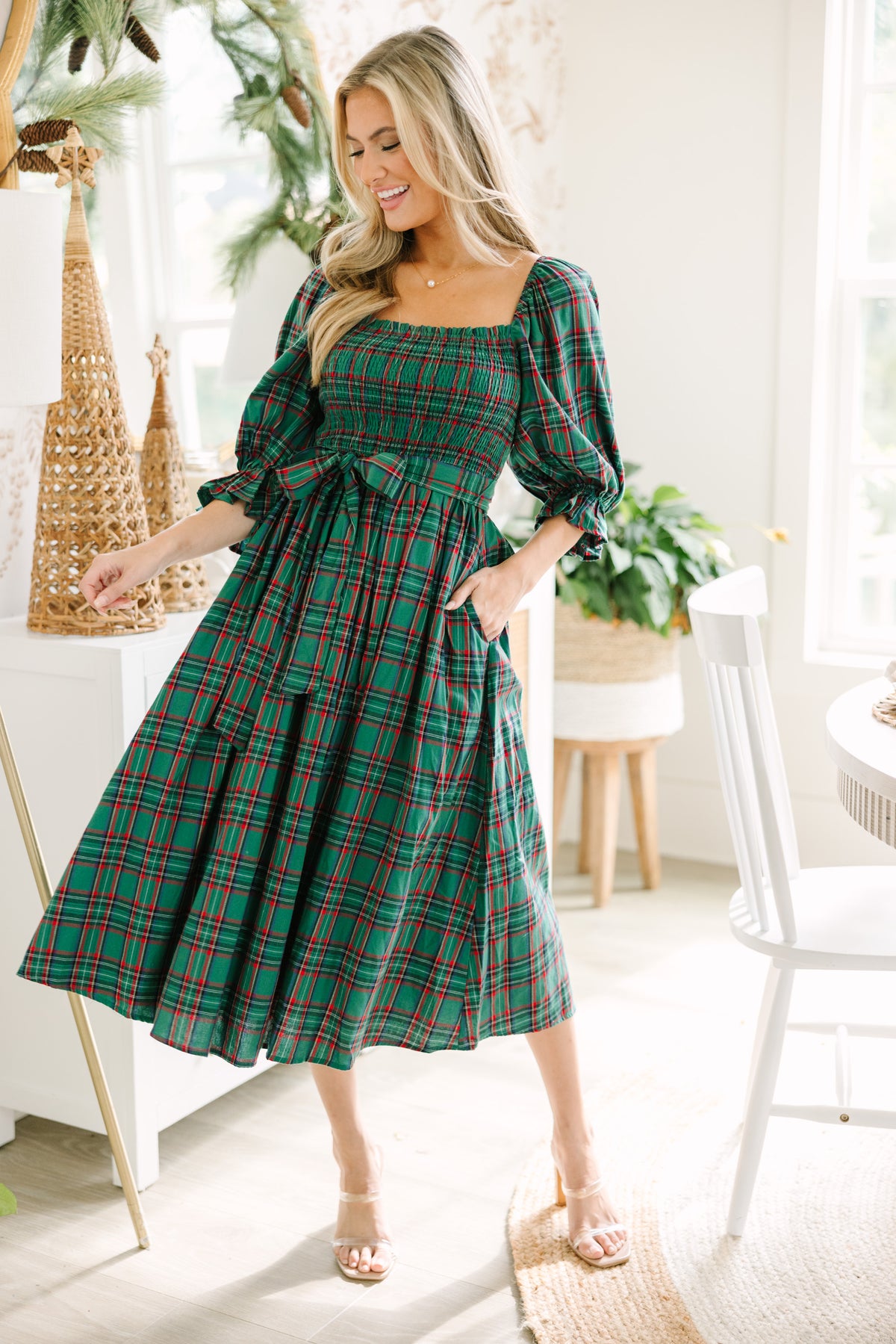 Tartan midi dress sales