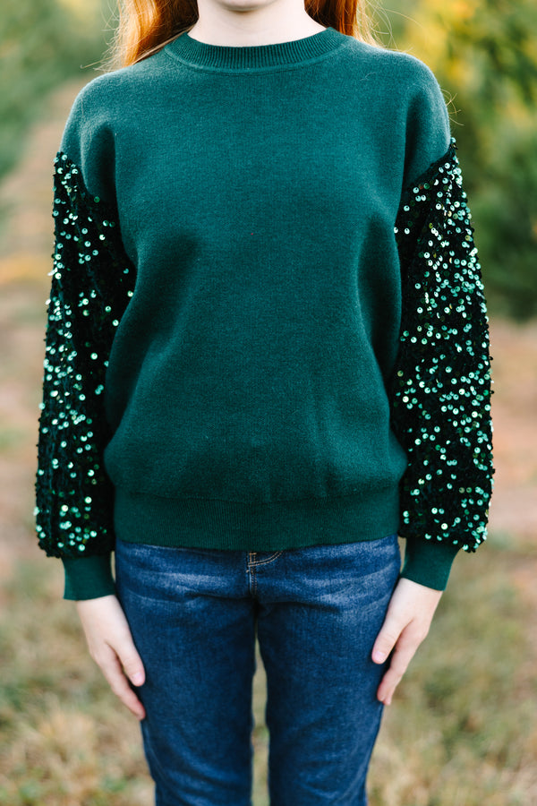Don't Think Twice Emerald Green Sequin Sweater - Bold Sweaters