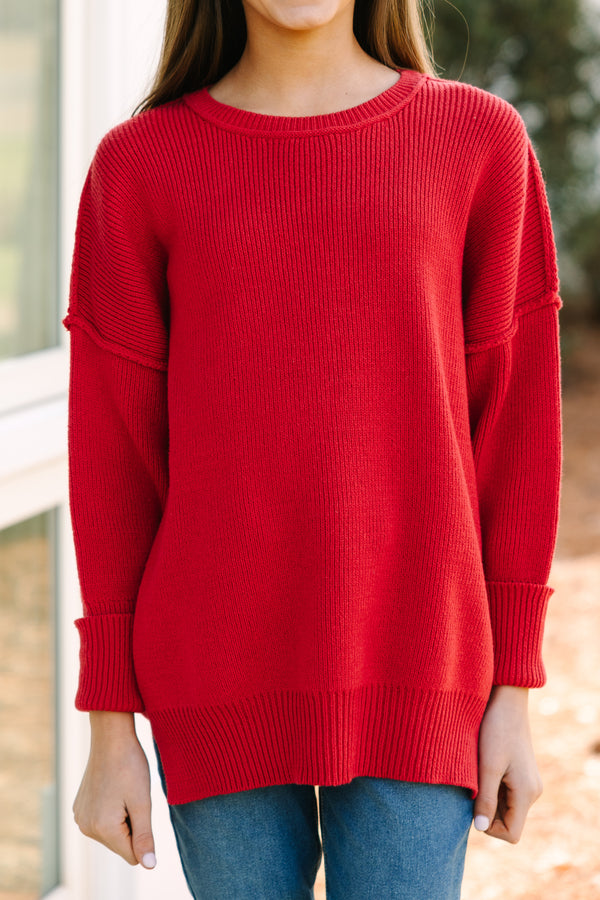 Girls: Give You Joy Red Dolman Sweater