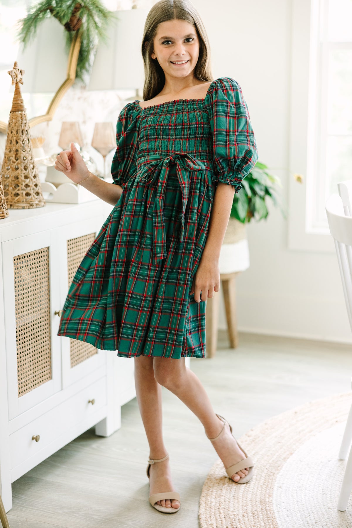 girls green tartan dress Girls: All I Want Plaid Midi – Shop the Mint NS_SKU::KD7682STP3