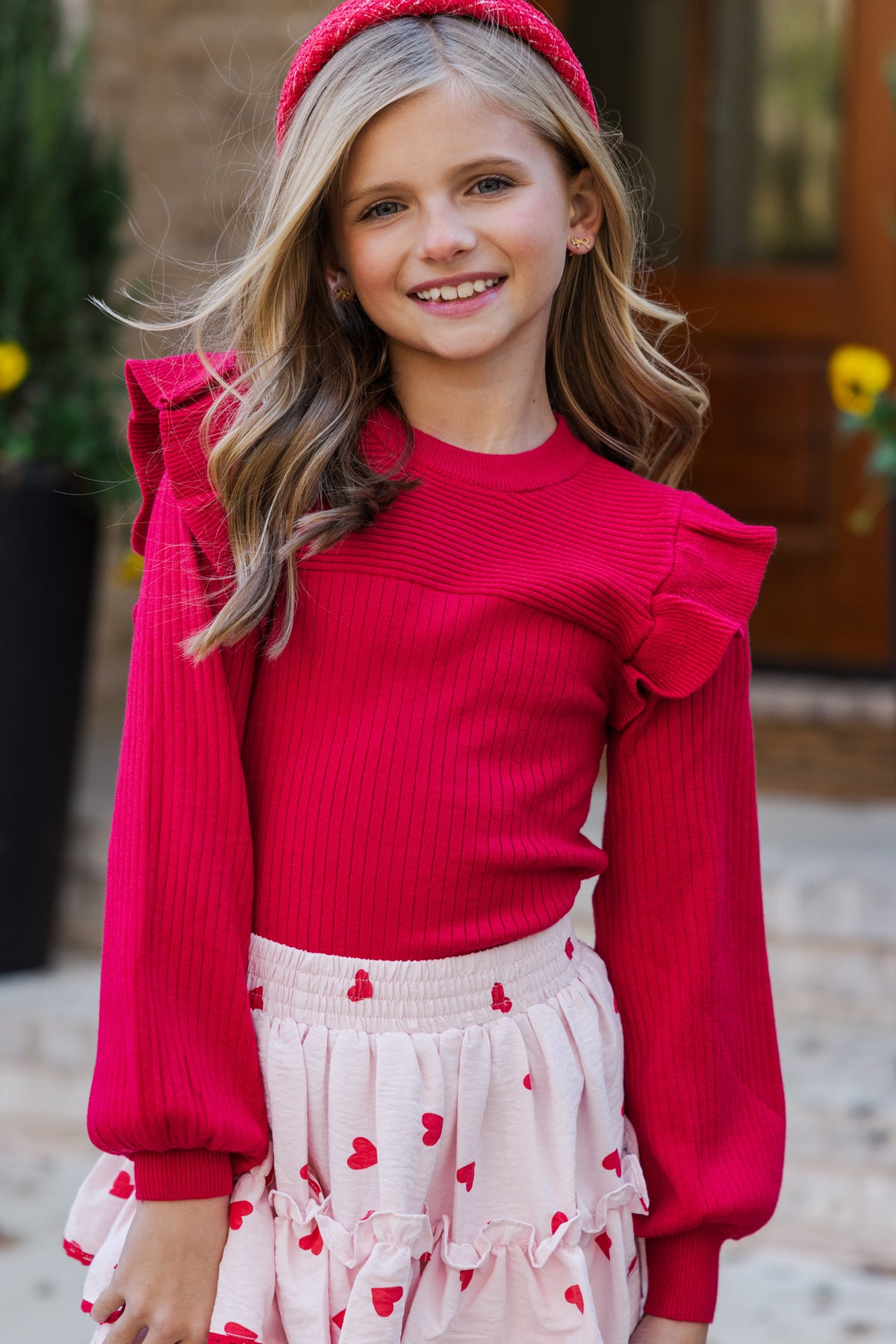 Girls: Reach Out Red Ruffled Sweater – Shop the Mint