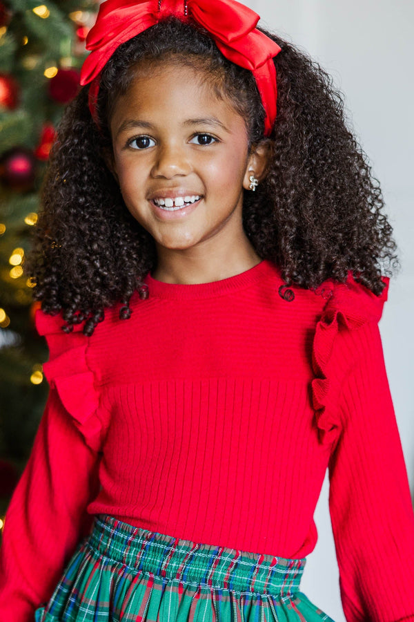 Girls: Reach Out Red Ruffled Sweater
