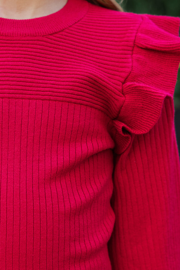 Girls: Reach Out Red Ruffled Sweater – Shop the Mint