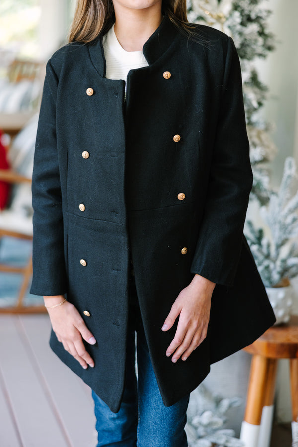 Long black coat hot sale for girls