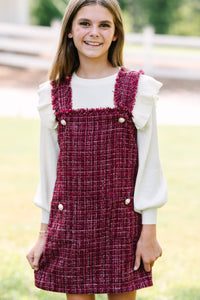 Girls: Need Your Love Burgundy Tweed Dress