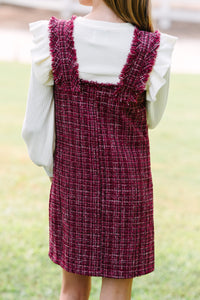 Girls: Need Your Love Burgundy Tweed Dress