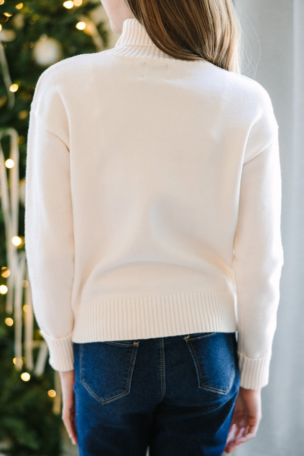 Girls: Who You Are Cream White Embellished Sweater