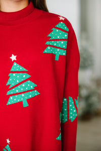 Girls: Quick Decisions Red Christmas Tree Sweater