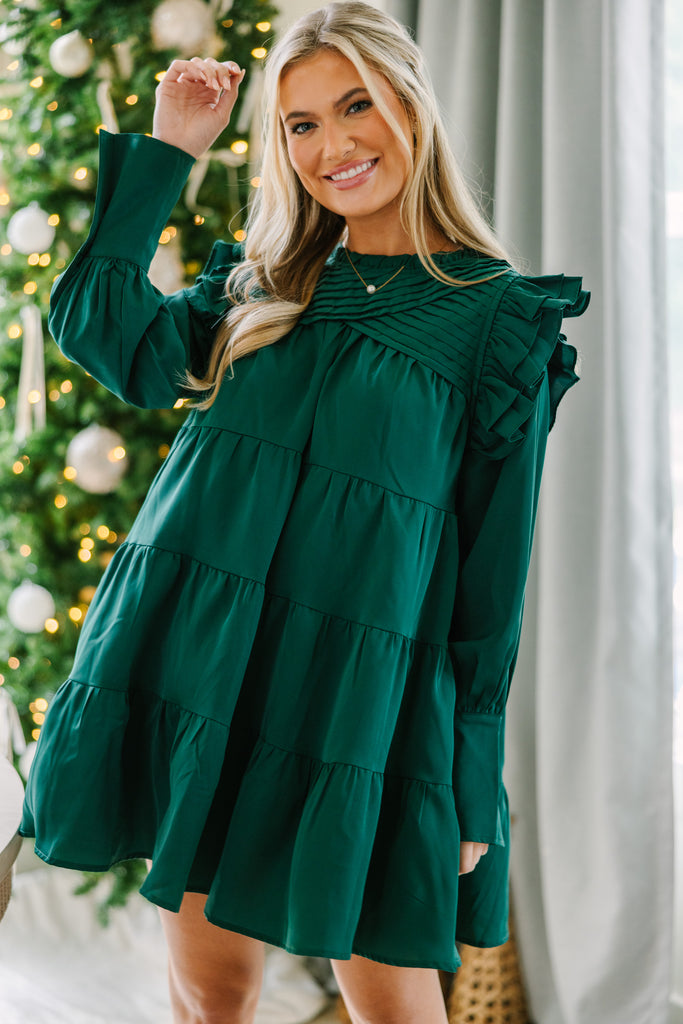 Save Your Applause Emerald Green Ruffled Dress – Shop the Mint