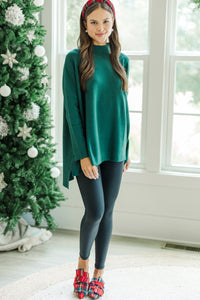 Going With You Emerald Green Mock Neck Sweater