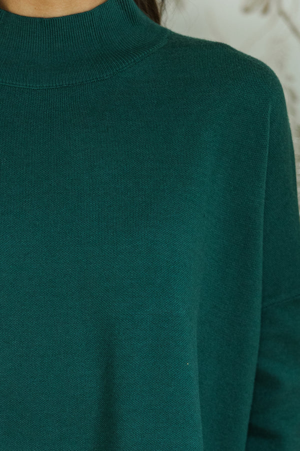 Going With You Emerald Green Mock Neck Sweater