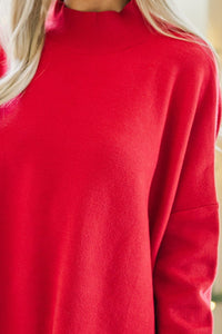 Going With You Red Mock Neck Sweater