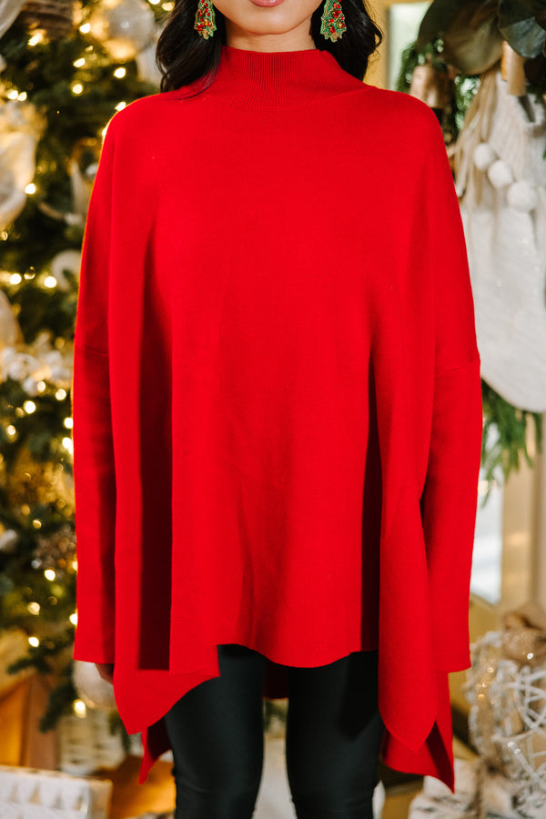 Going With You Red Mock Neck Sweater