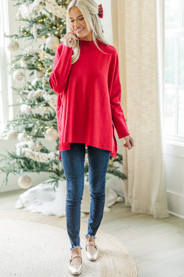 Going With You Red Mock Neck Sweater