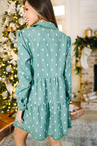 Just So You Emerald Green Christmas Tree Babydoll Dress