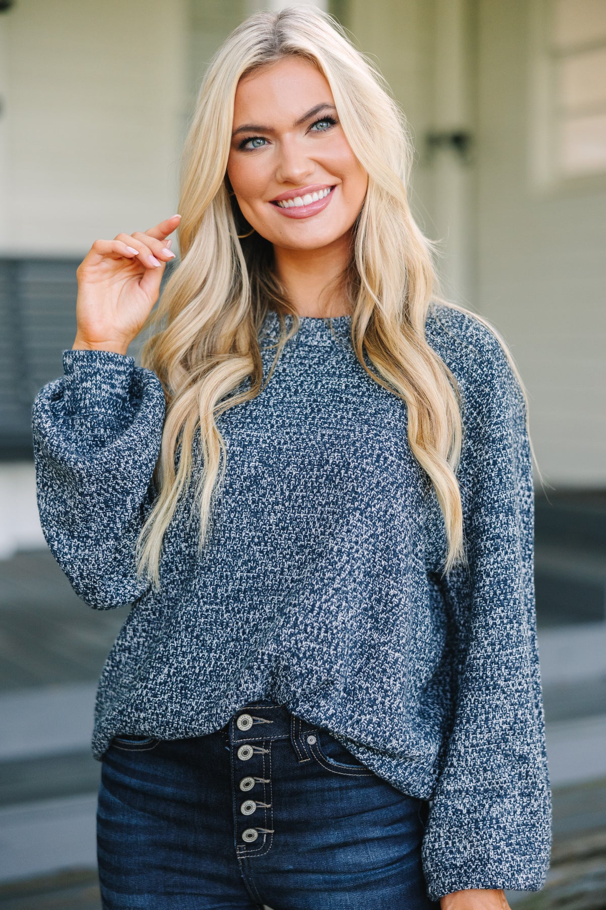 Faye Backless Bubble Sleeve Sweater