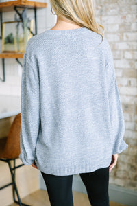The Slouchy Light Blue Bubble Sleeve Sweater – Shop the Mint