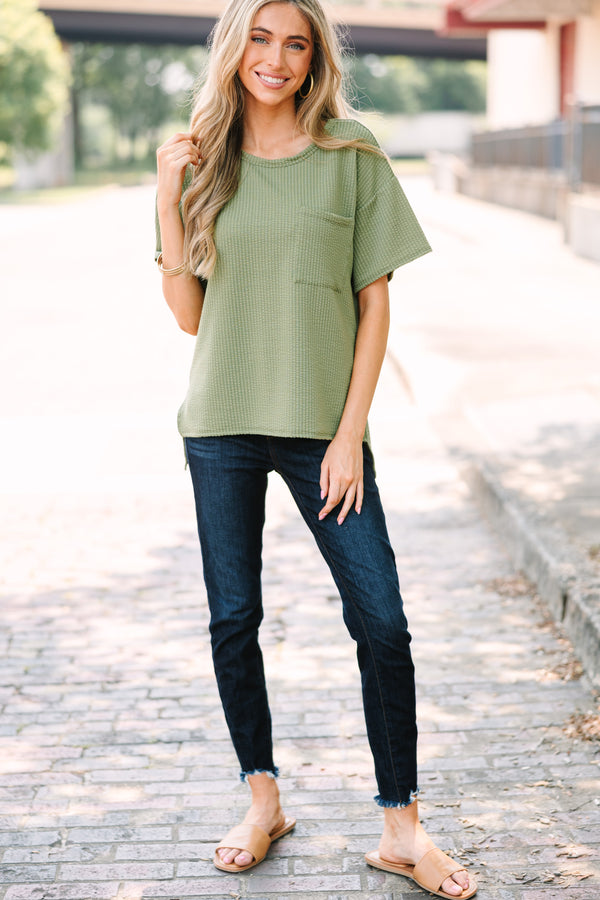 All I Could Ask For Olive Green Ribbed Top – Shop the Mint