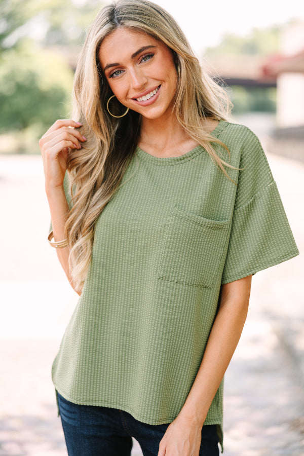 All I Could Ask For Olive Green Ribbed Top – Shop the Mint