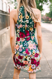 Optimistic Outlooks Hunter Green Floral Dress