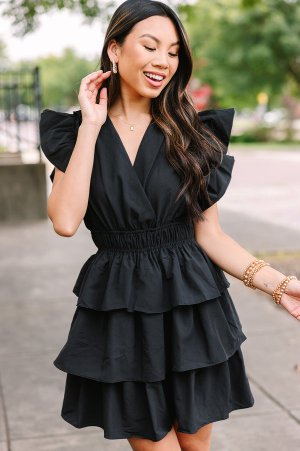 little black dress, ruffled dresses for women, boutique dresses