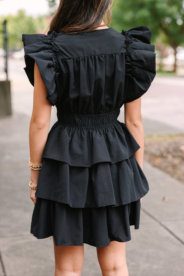 little black dress, ruffled dresses for women, boutique dresses