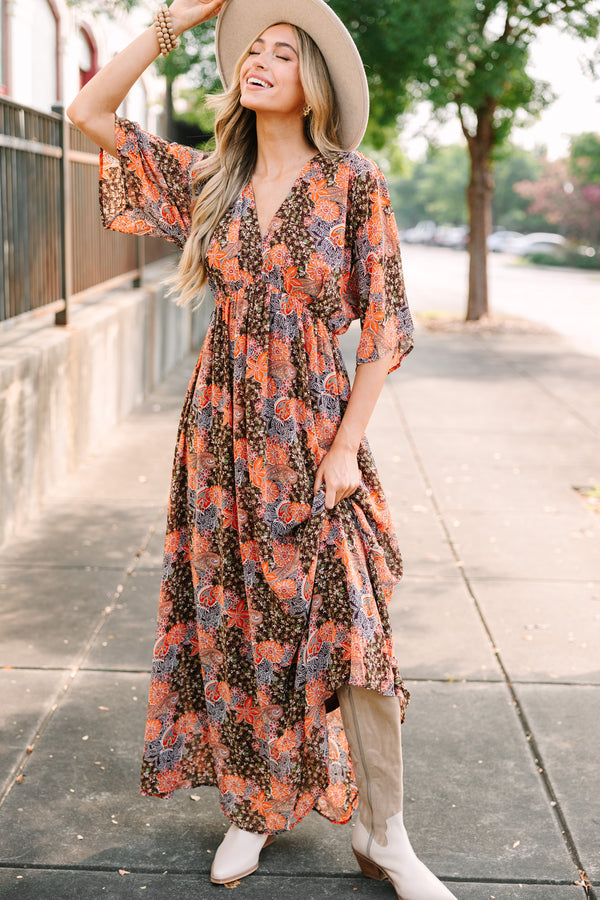 On The Edge Brown Ditsy Floral Maxi Dress Shop the Mint On The Edge Brown Ditsy Floral Maxi Dress Shop the Mint