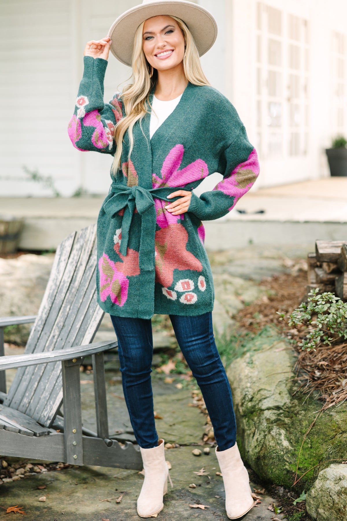 Hunter Green Long Sleeve Hi Lo Hem Cardigan