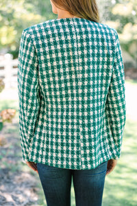 All In A Day Hunter Green Houndstooth Jacket