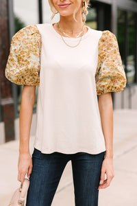 In Your Dreams Natural Ditsy Floral Blouse
