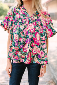 Change Your Mind Emerald Green Paisley Blouse