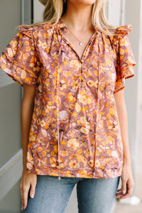 In The Zone Red Bean Floral Blouse