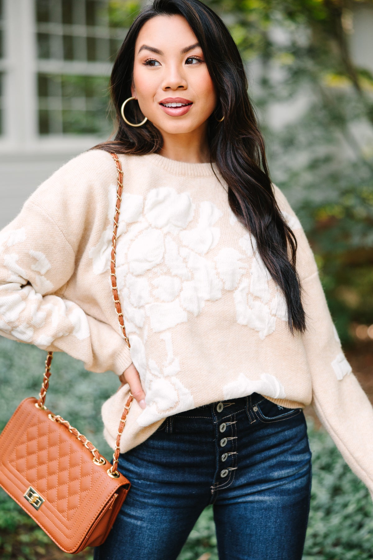 Support Your Dreams Oatmeal Floral Sweater – Shop the Mint