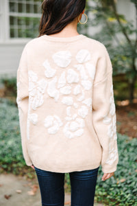 Support Your Dreams Oatmeal Floral Sweater
