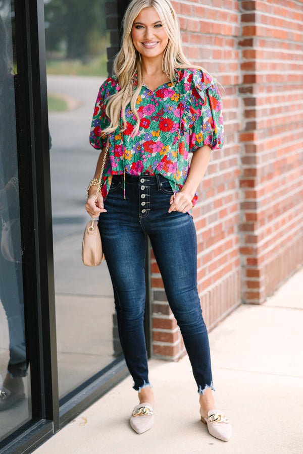 bold floral print blouse, floral blouses for women