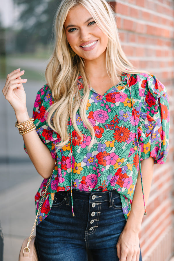 bold floral print blouse, floral blouses for women