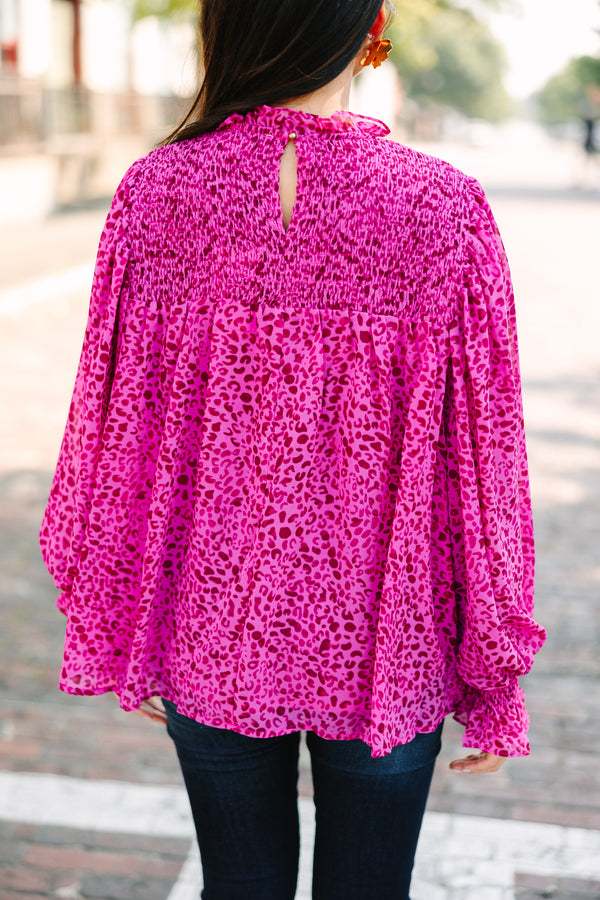 Check You Out Magenta Purple Leopard Blouse