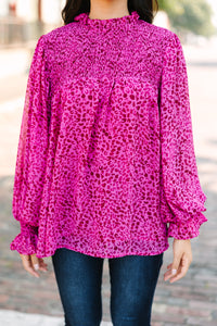 Check You Out Magenta Purple Leopard Blouse