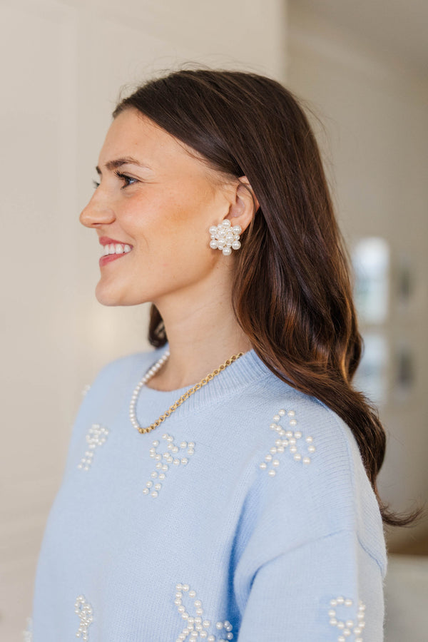 Feeling Classic Pearl Cluster Stud Earrings