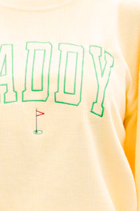 Call Me Caddy Yellow Embroidered Graphic Corded Sweatshirt