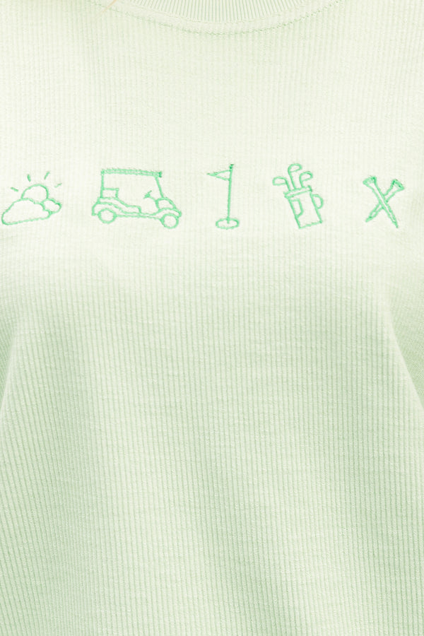 Golf Icons Melon Green Embroidered Corded Sweatshirt