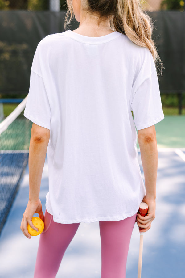 Let's Play Pickleball White Graphic Tee