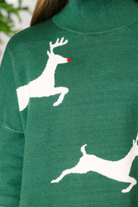 Green sales reindeer sweater