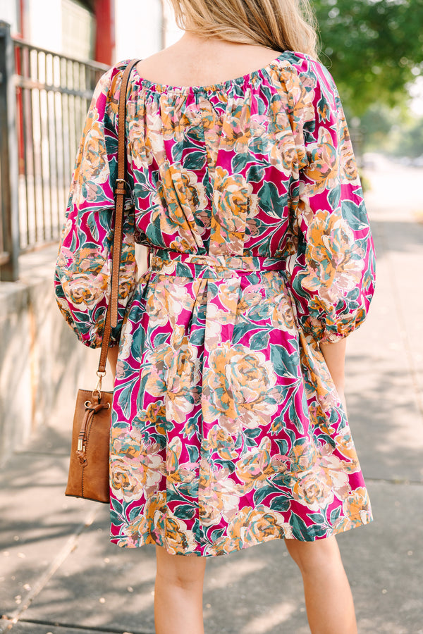 See You Soon Magenta Floral Dress